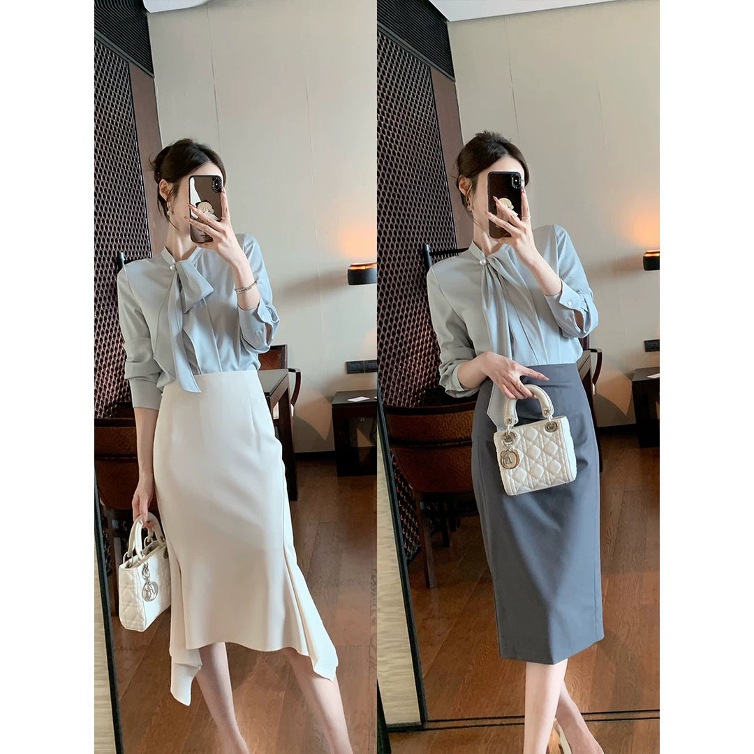 Damen Elegante Bluse mit Schleifendetail Echoarchiv