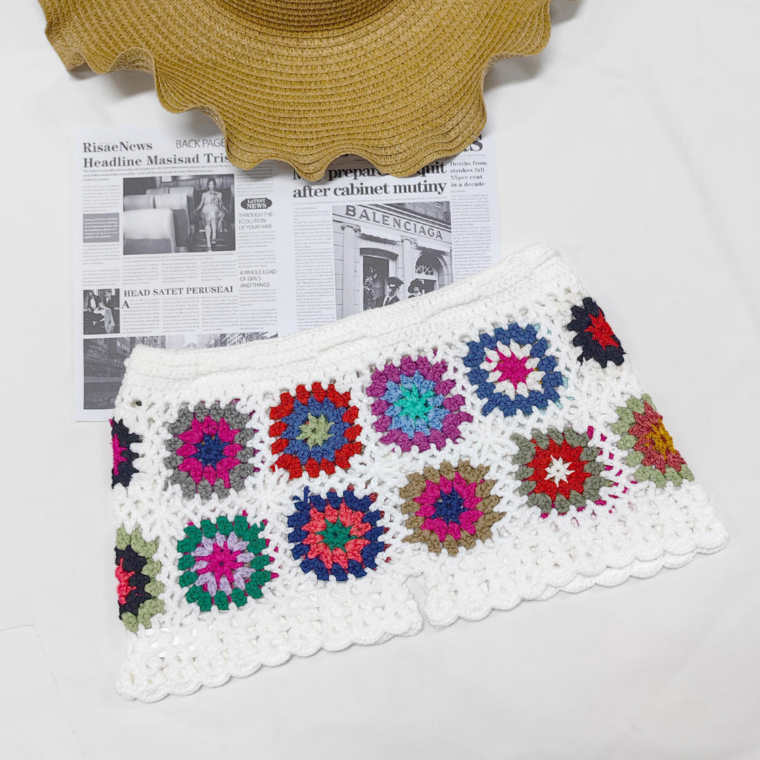 Damen Häkelshorts mit buntem Granny-Quadrat-Muster Echo Archiv