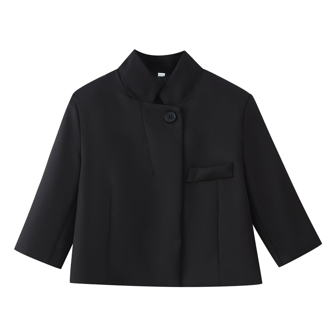 Damen Kurzblazer mit Stehkragen, kastiger Cropped‑Silhouette und Ein‑Knopf‑Verschluss Echoarchiv