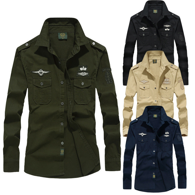 Herren nan Fieldshirt im Vintage-Militärstil mit aufgesetzten Brusttaschen und dekorativen Patches Echo Archiv