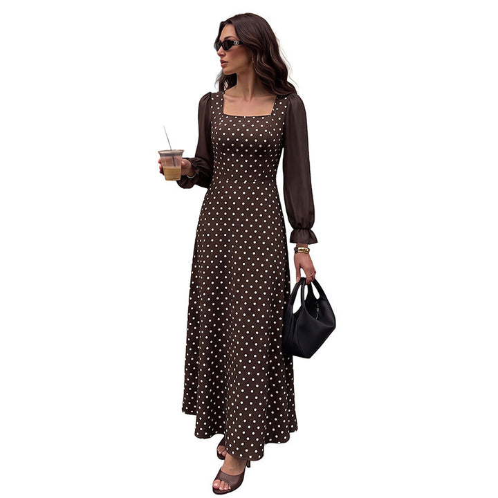 Damen Elegantes Maxikleid mit Punkten und transparenten Ärmeln Echo Archiv