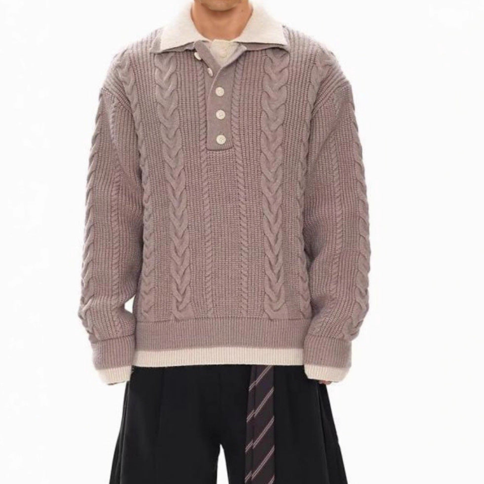 Herrenmode Grobstrickpullover mit Polo-Kragen Echo Archive