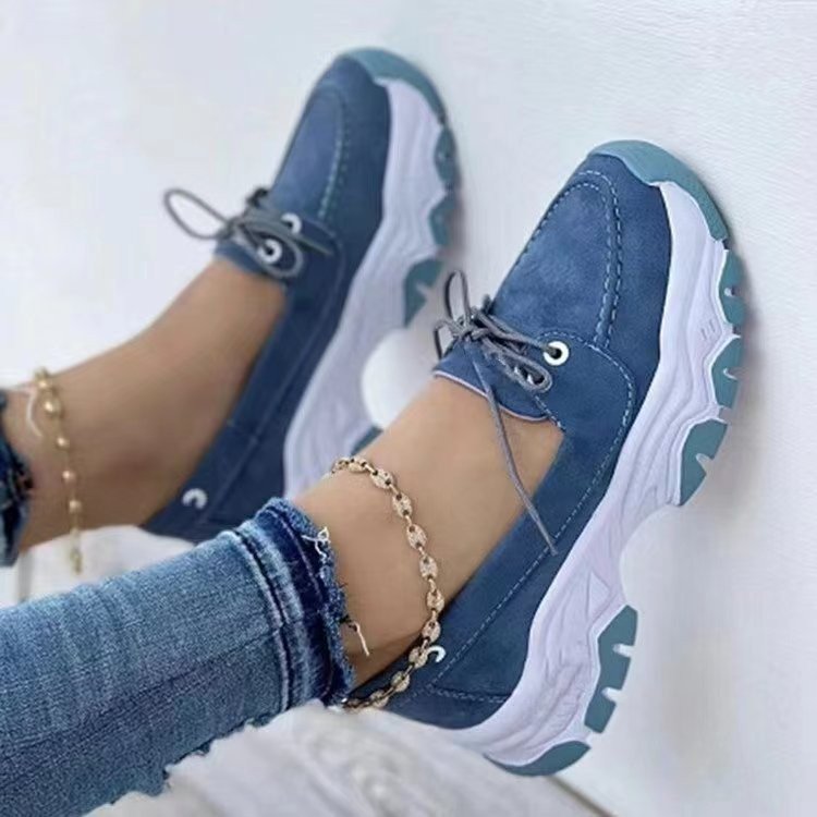 Damen  sportliche Chunky-Sneaker mit leichter Dämpfung, profilierter Wellenlaufsohle und atmungsaktivem Canvas-Obermaterial Echo Archiv