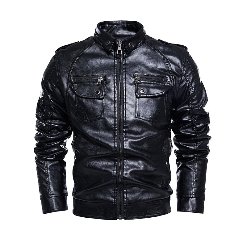 Herren lässige Lederjacke mit zahlreichen Taschen Echoarchiv