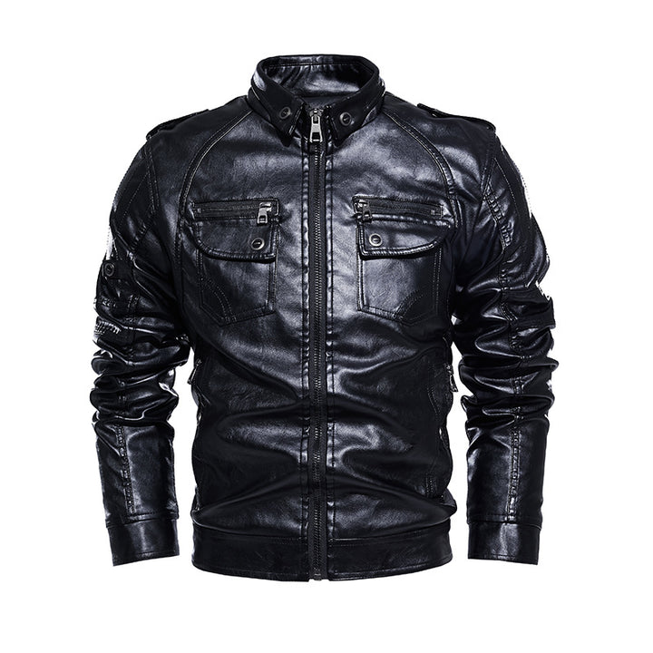 Herren lässige Lederjacke mit zahlreichen Taschen Echoarchiv