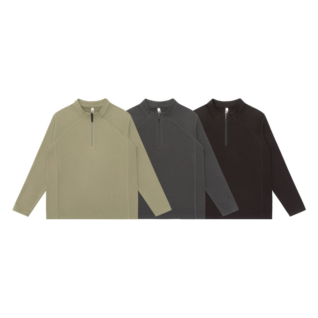 Unisex Halbzip-Sweatshirt mit Troyerkragen und Raglannähten Echoarchiv