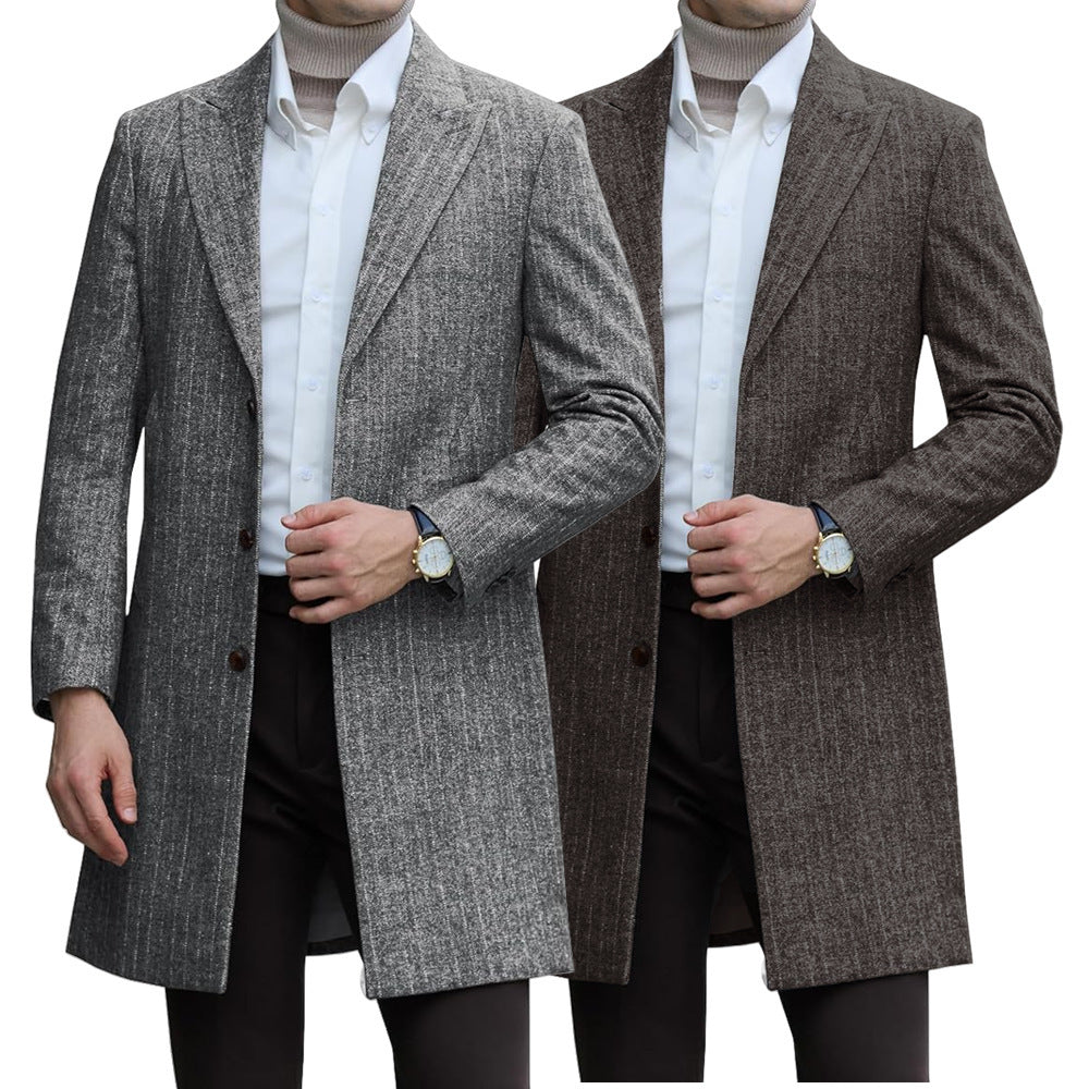 Herren eleganter Wollmantel mit luxuriösem Schnitt und praktischen Taschen Echoarchiv