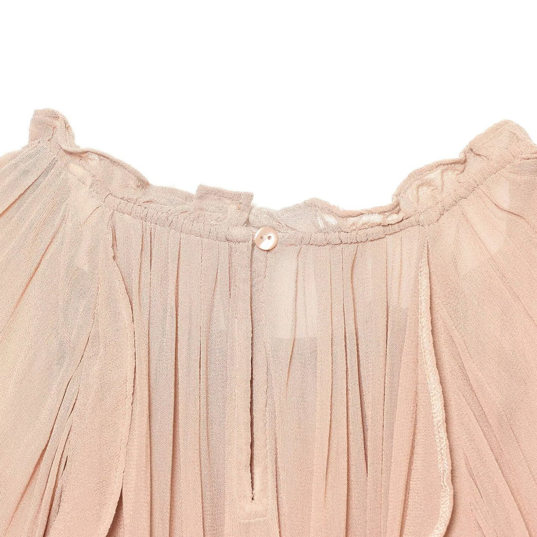 Damen Plissierte Chiffon-Bluse mit Rüschkragen und Ballonärmeln Echoarchiv