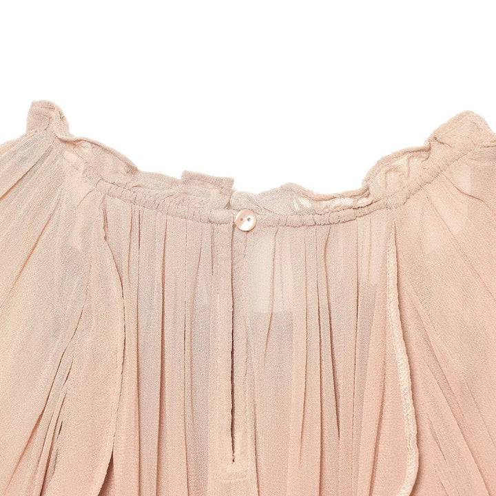 Damen Plissierte Chiffon-Bluse mit Rüschkragen und Ballonärmeln Echoarchiv