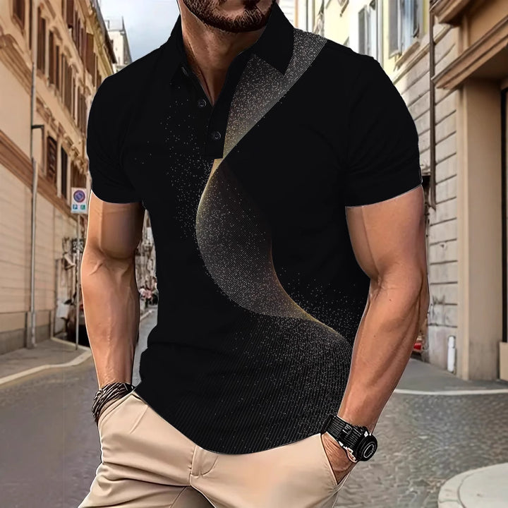 Herren Kurzarm Poloshirt mit stilvollem Grafikdesign Echoarchiv