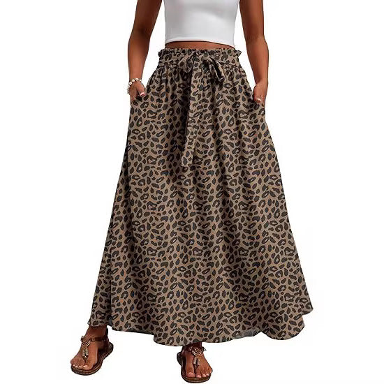 Damen Maxi-Rock mit Paperbag-Taillengürtel, Bindegürtel und Seitentaschen Echoarchiv