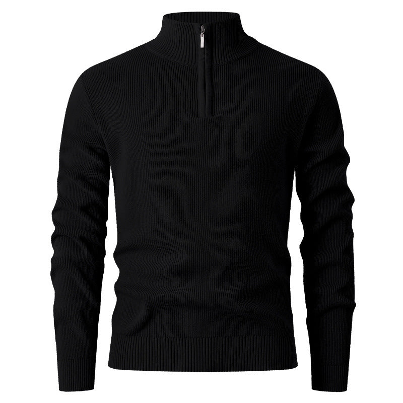 Herren Strickpullover mit halbem Reißverschluss und Rippenstruktur Echoarchiv