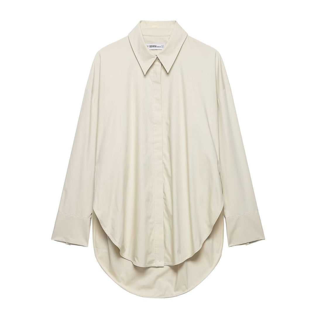 Damen Oversize-Hemd mit verlängertem Rundsaum und verdeckter Knopfleiste Echo Archiv