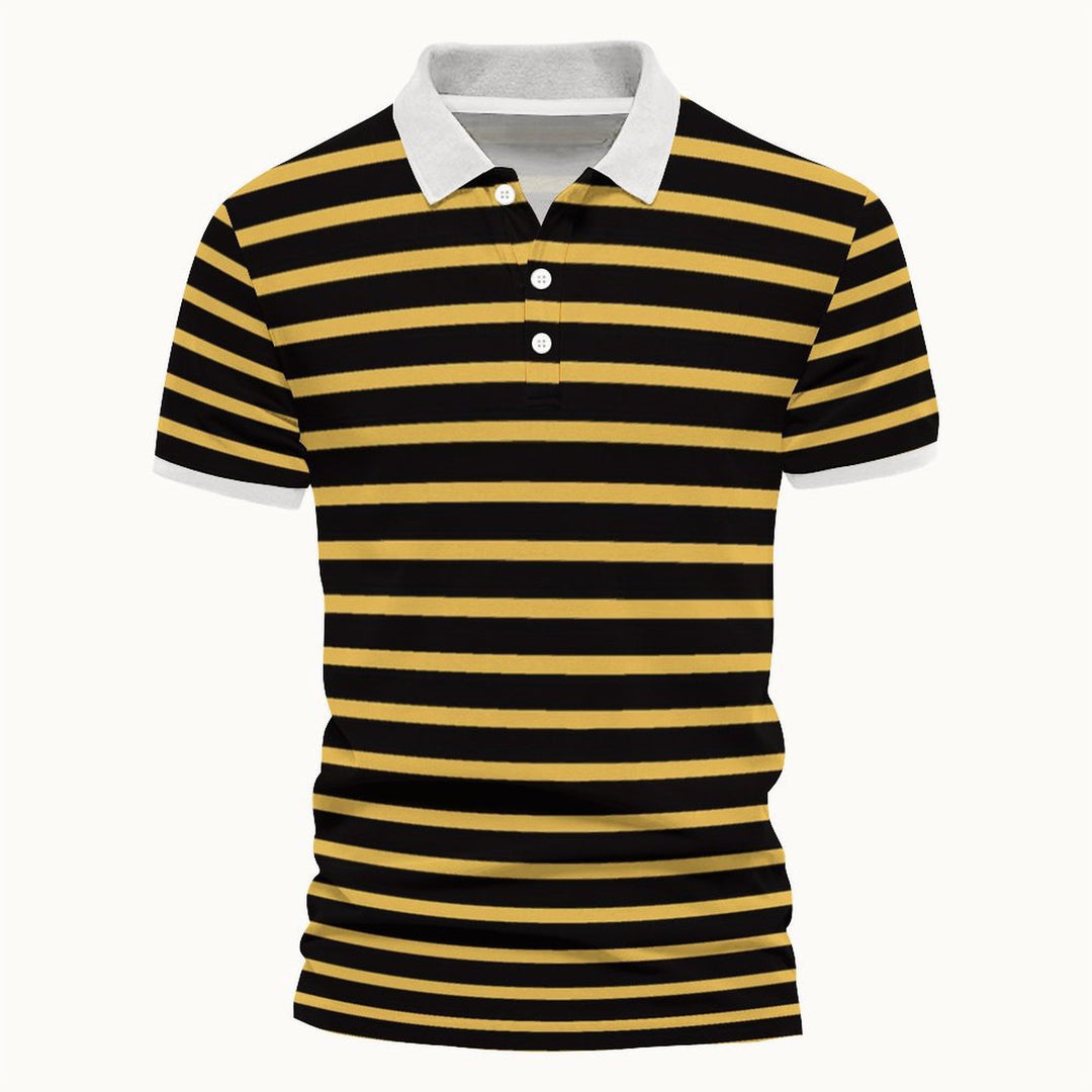 Herren Polo-Shirt mit maritimem Streifenmuster und kontrastierendem Kragen Echoarchiv