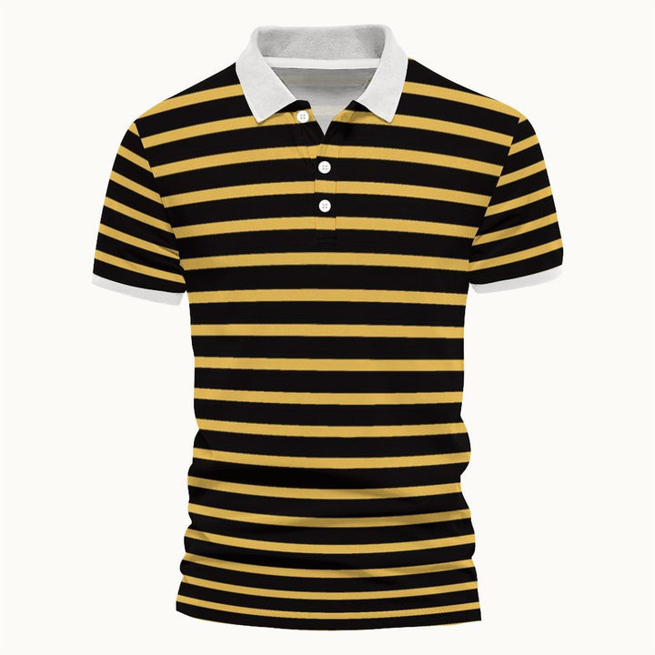 Herren Polo-Shirt mit maritimem Streifenmuster und kontrastierendem Kragen Echoarchiv
