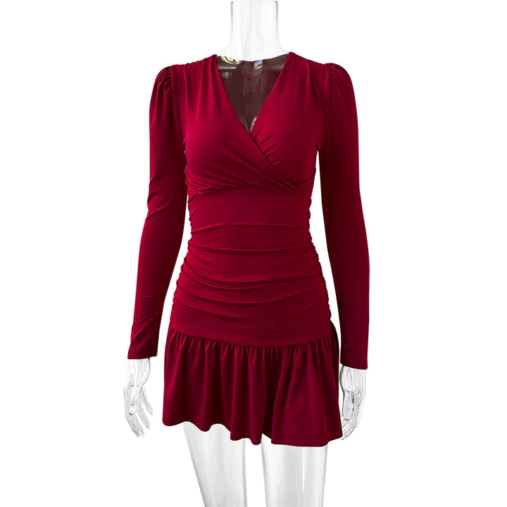 Damen Wickelkleid mit Rüschen und langen Ärmeln Echo Archiv