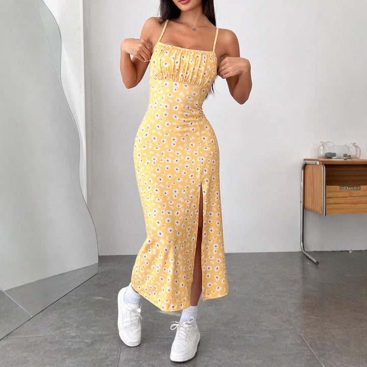 Damen figurbetontes Midikleid mit Raffung und Schlitz Echo Archiv