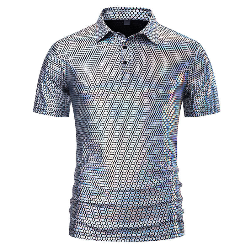 Herren Poloshirt mit glänzendem Honigwaben-Muster Echoarchiv