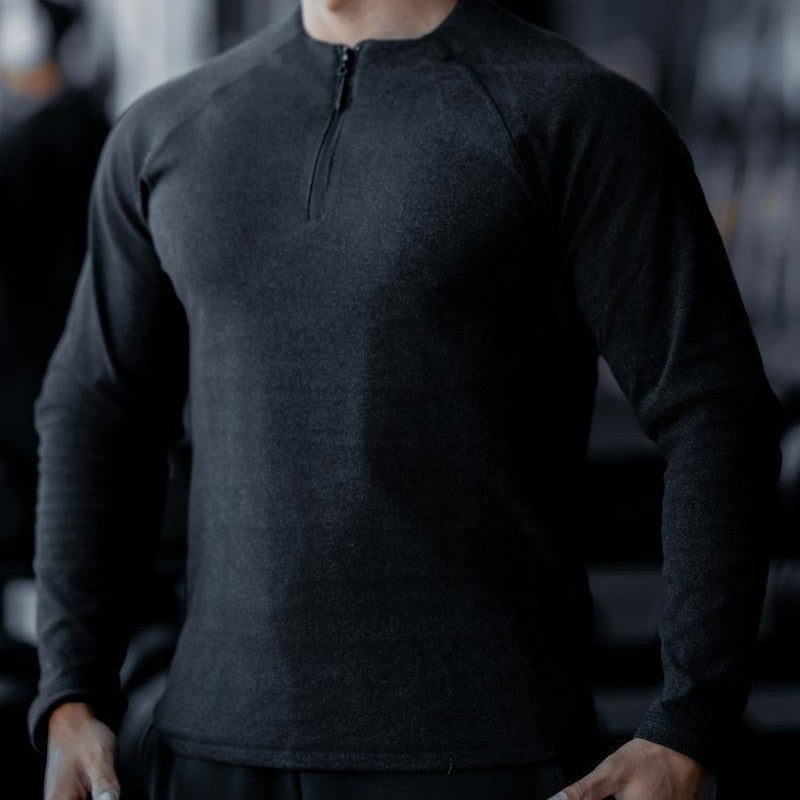 Herren Langarm Workout Shirt mit innovativem Reißverschluss Echoarchiv