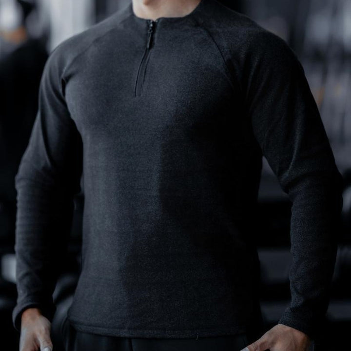 Herren Langarm Workout Shirt mit innovativem Reißverschluss Echoarchiv