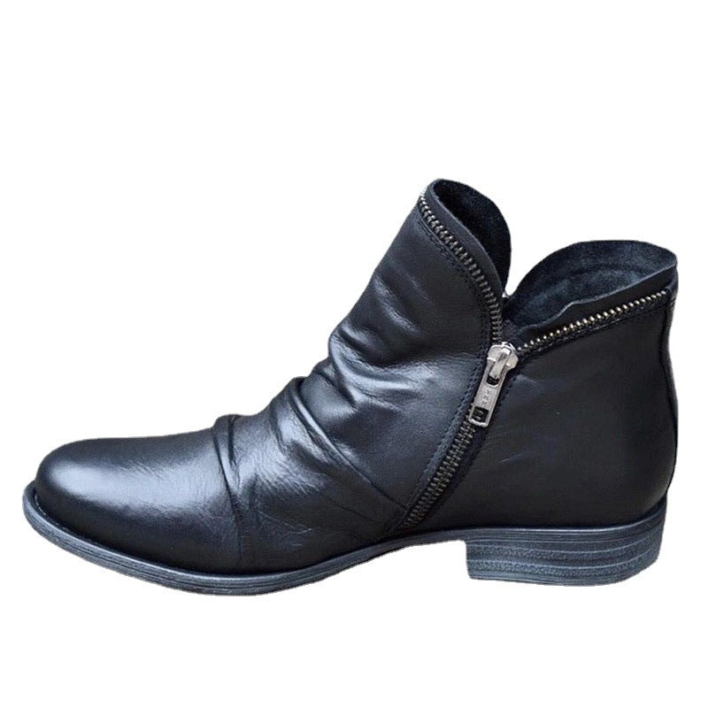 Damen Slouch‑Ankleboots mit dekorativem Reißverschluss und niedrigem Blockabsatz Echo Archiv