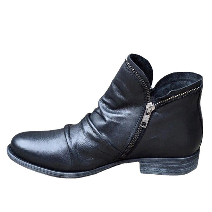 Damen Slouch‑Ankleboots mit dekorativem Reißverschluss und niedrigem Blockabsatz Echo Archiv