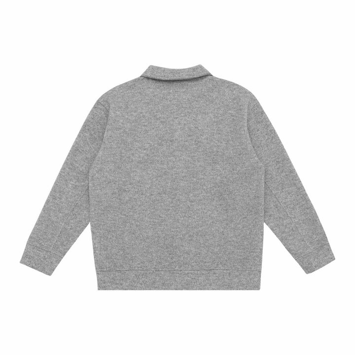 Unisex Feinstruktur-Polokragenpullover mit halber Knopfleiste und geripptem Saum Echoarchiv