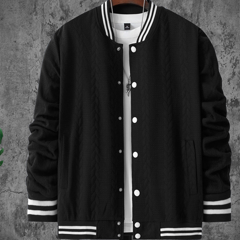 Herren stylische Bomberjacke mit strukturiertem Strickmuster und sportlichen Akzenten Echoarchiv
