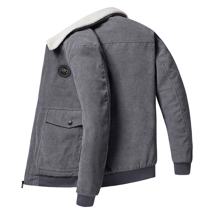 Herren Cord-Blouson im Pilotenlook mit Teddykragen, wattierter Innenfütterung und Pattentaschen – Taviero