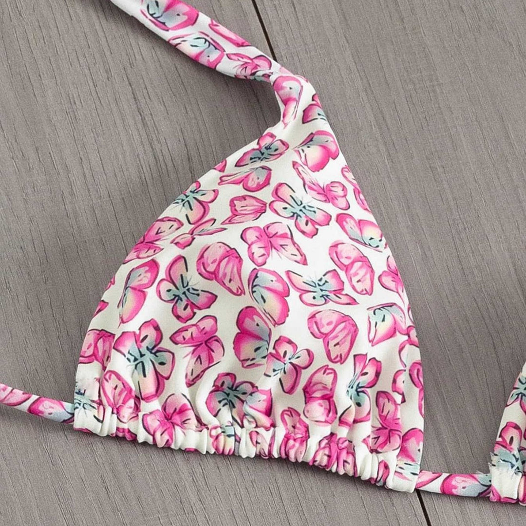 Damen Floral Triangel-Bikini mit seitlichen Bindebändern Echo Archiv