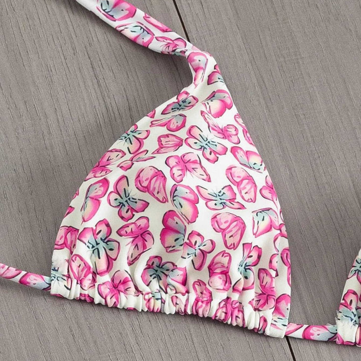Damen Floral Triangel-Bikini mit seitlichen Bindebändern Echo Archiv