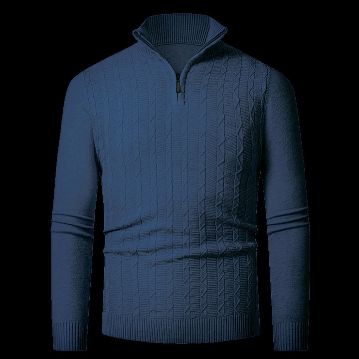 Herren Strickpullover mit modernem Kragen und Reißverschluss Echoarchiv