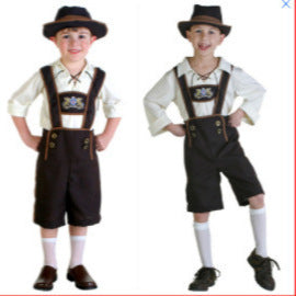 Herren nan traditionelles Kindertrachten-Set mit Kniebundhose, dekorativen Hosenträgern und Filzhut Echo Archiv
