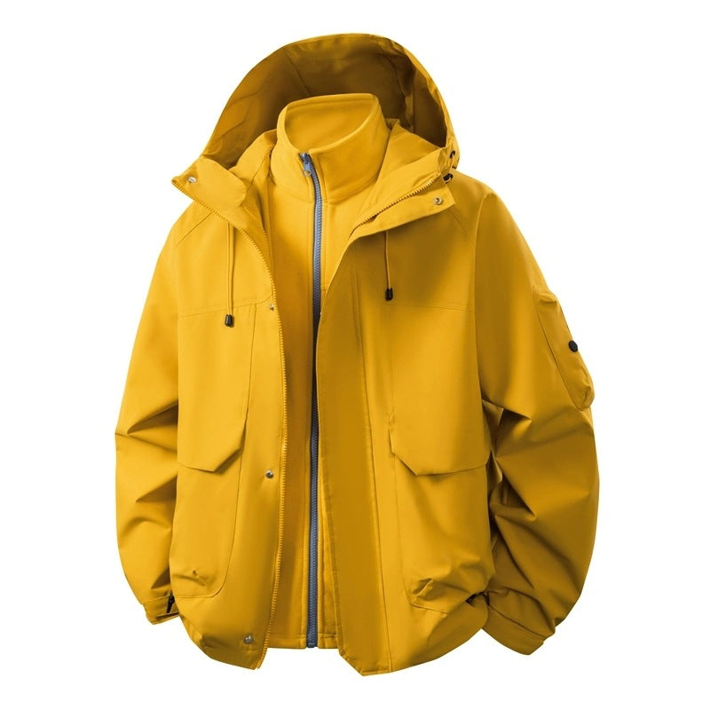 Herren Wasserabweisende Doppeljacke mit abnehmbarer Fleece‑Innenjacke und Kapuze Echo Archiv