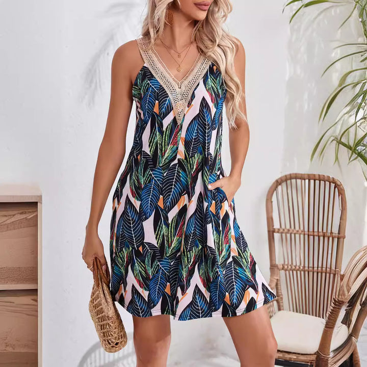 Damen Sommerliches Freizeitkleid mit Brautspitzen-Ausschnitt Echo Archiv