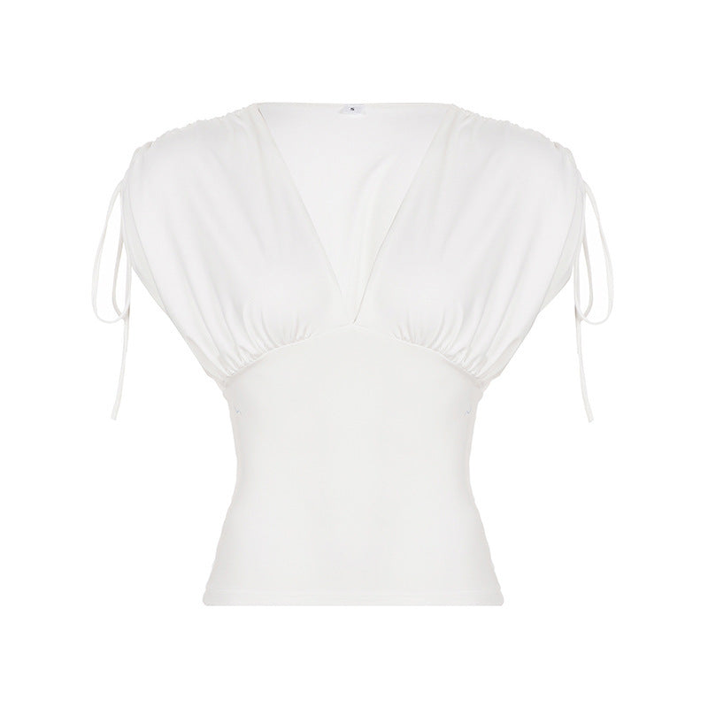 Damen Elegantes Wickeloberteil mit Rüschendetails und tiefem V-Ausschnitt Echo Archiv