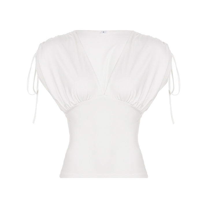Damen Elegantes Wickeloberteil mit Rüschendetails und tiefem V-Ausschnitt Echo Archiv