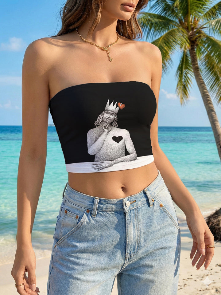 Damen Bandeau-Top mit floralem Vogelmotiv und elastischer Passform Echo Archiv