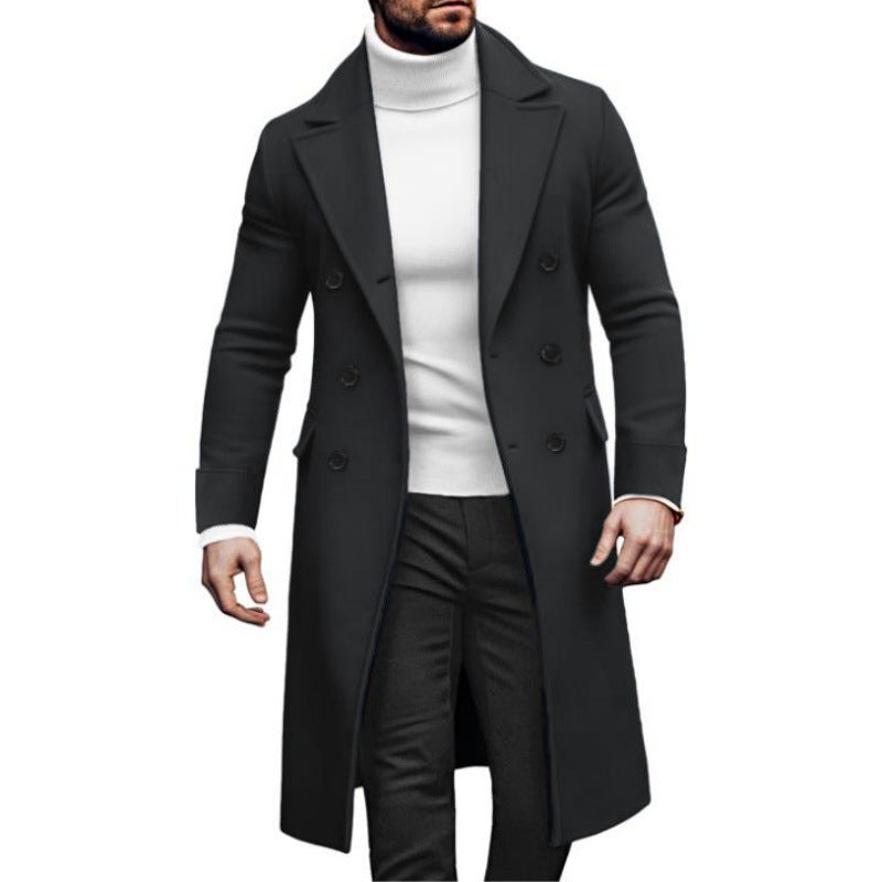 Herren eleganter Mantel mit doppelter Knopfreihe und modernem Schnitt Echoarchiv