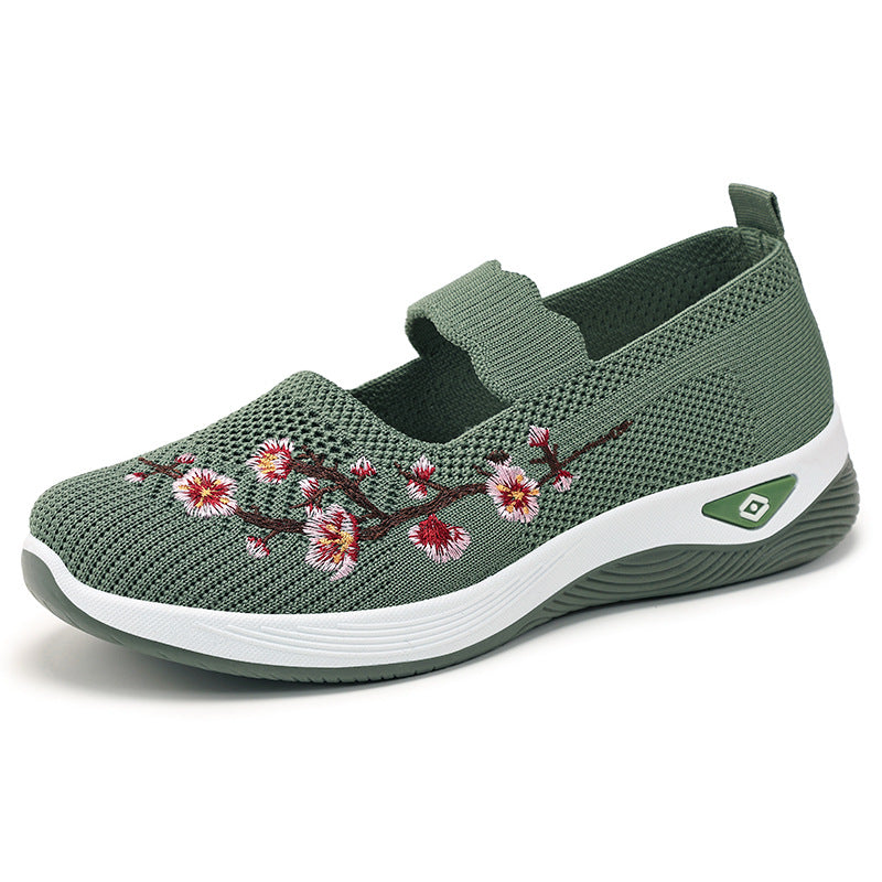 Damen Sportliche Slip-On Sneakers mit floralem Stickdesign Echo Archiv