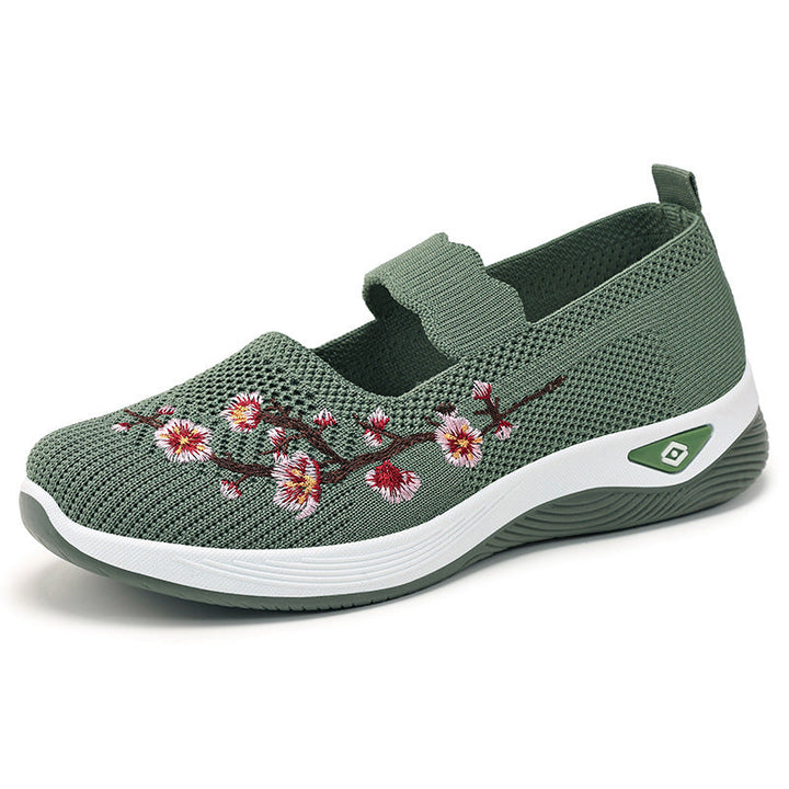 Damen Sportliche Slip-On Sneakers mit floralem Stickdesign Echo Archiv