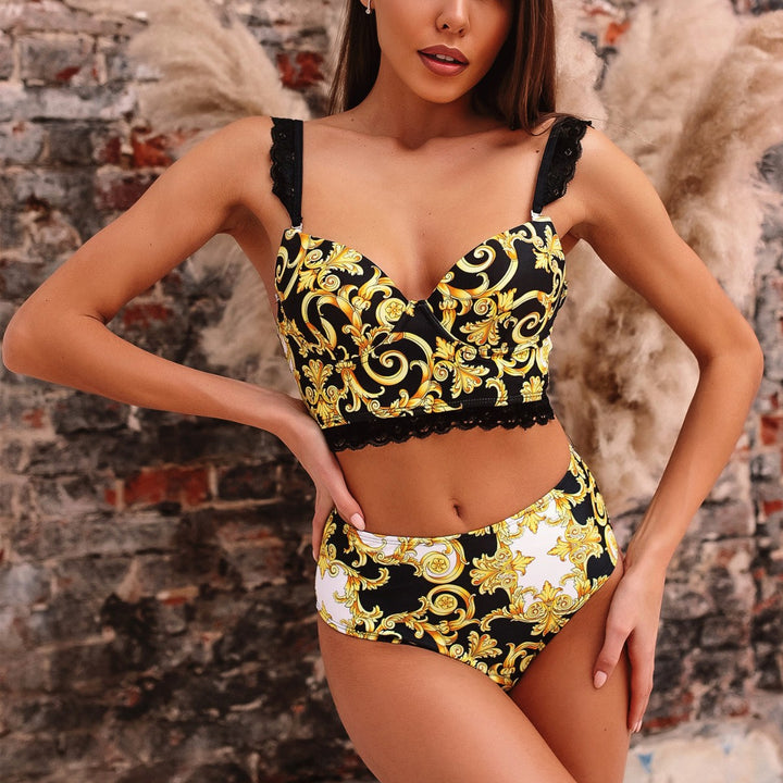 Damen Push-Up Bikini mit verzierten Trägern Echo Archiv