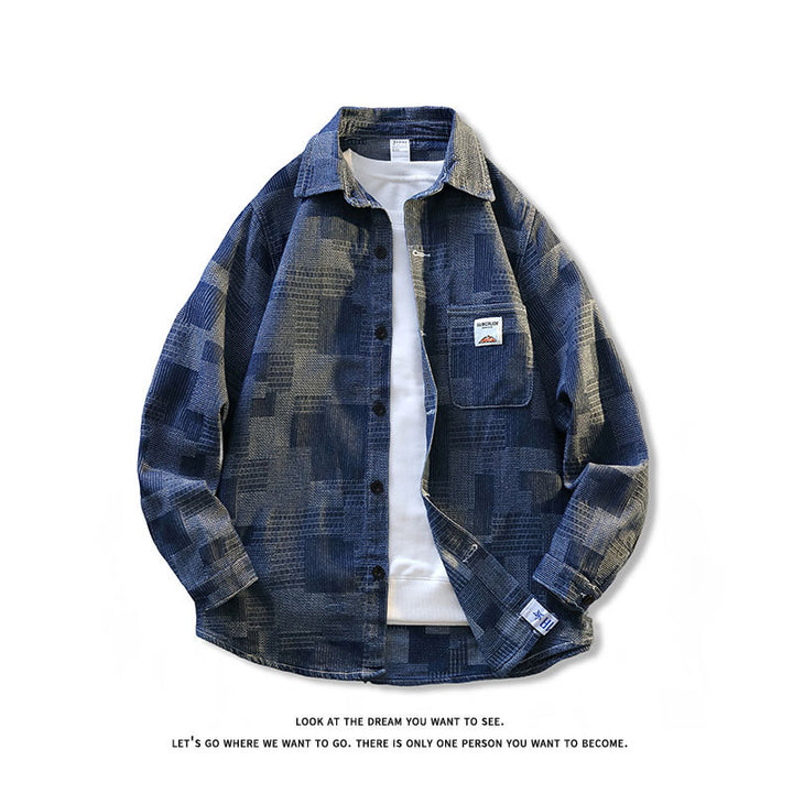 Herren Strukturierte Overshirt‑Hemdjacke aus Cord mit aufgesetzter Brusttasche Echo Archiv