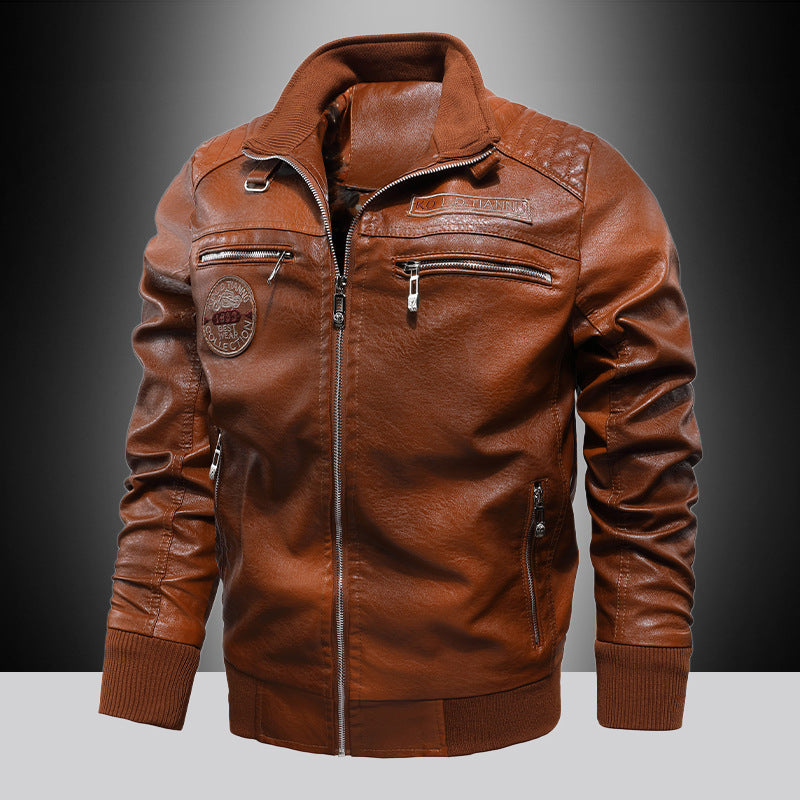 Herren Kunstleder-Pilotenblouson mit Reißverschluss, Brusttaschen und Rippbündchen Echoarchiv