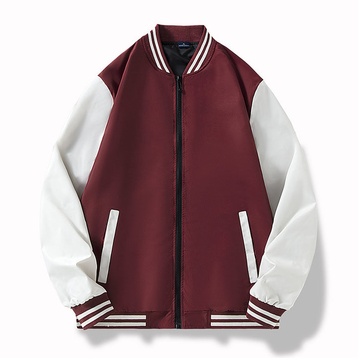 Herren College-Bomberjacke im Varsity-Stil mit kontrastierenden Ärmeln und gerippten Saumbündchen Echo Archiv