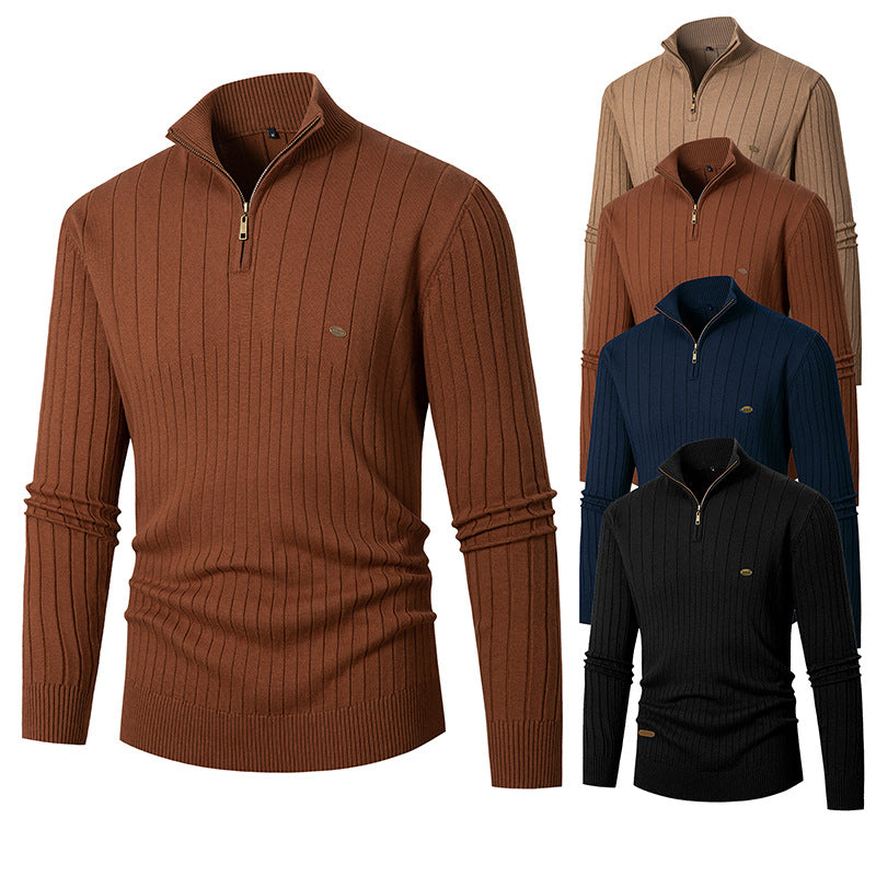 Herren Pullover mit modernem Reißverschluss und Rippenstruktur Echoarchiv