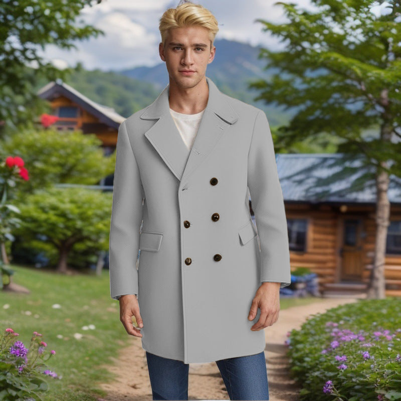 Herren eleganter Doppelreiher-Mantel aus weichem Material Echoarchiv