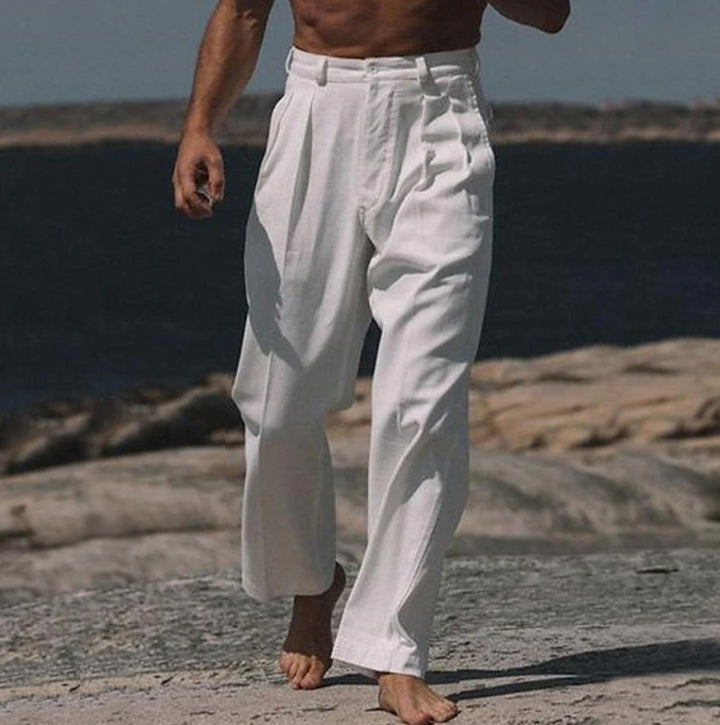Herren elegante Leinenhose mit weitem Schnitt und hohem Tragekomfort Echoarchiv