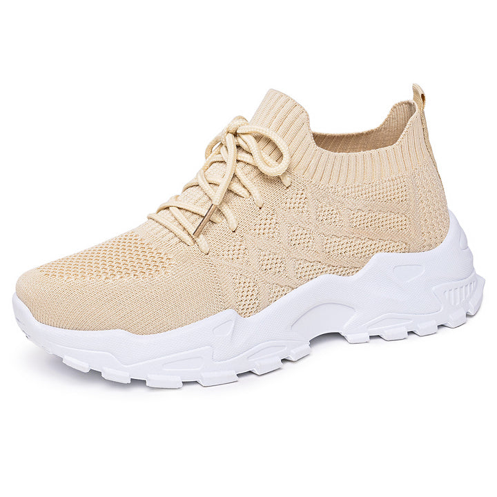 Damen nan gestrickter Plateau-Comfort-Sneaker mit sockenähnlichem Schaft, elastischer Schnürung und geformter Leichtprofilsohle Echo Archiv