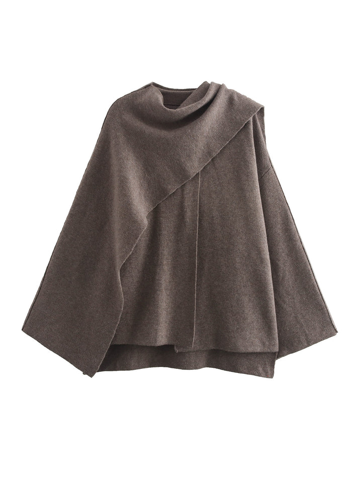Damen Cape mit asymmetrischem Fall, Stehkragen und Wollmix Echo Archiv